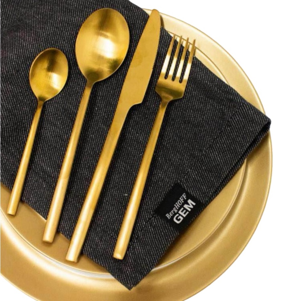BergHOFF Gem Flatware 2 Sets Gold Plated New In Box